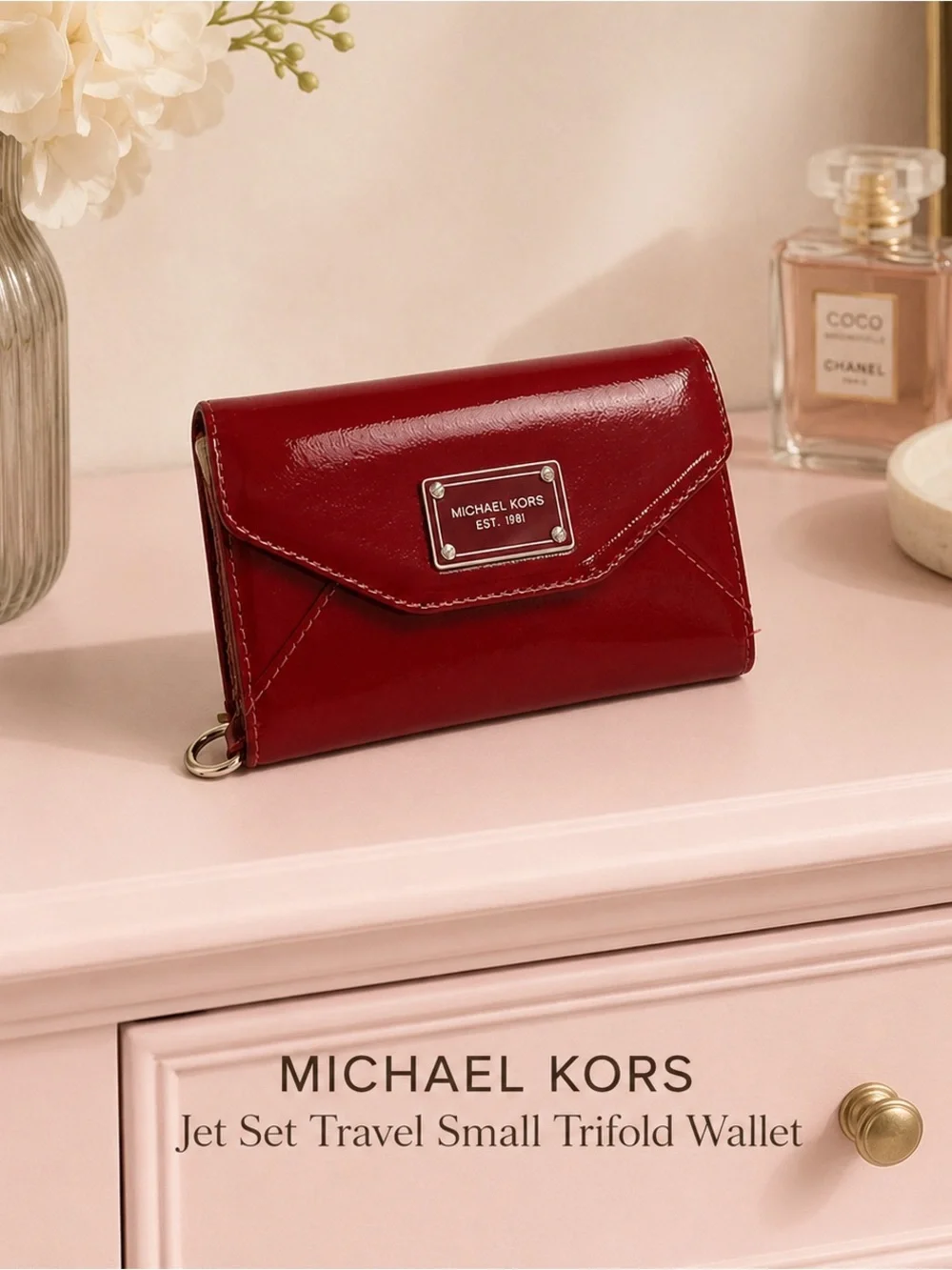 Michael Kors vintage red Jet Set Small Trifold Wallet phone case 2010 - 12